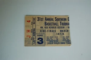 Boleto de semifinales de baloncesto de la Conferencia Sur 1952 - NC State Duke GW WVa - Imagen 1 de 2