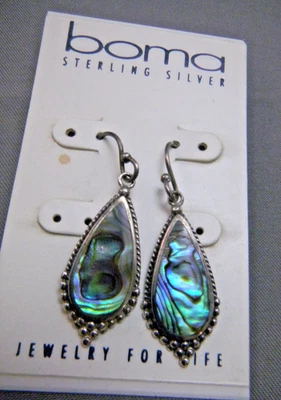 Abalone Sterling Silver  Granulation Tear Drop Pierced Earrings  BOMA - Image 1 of 3