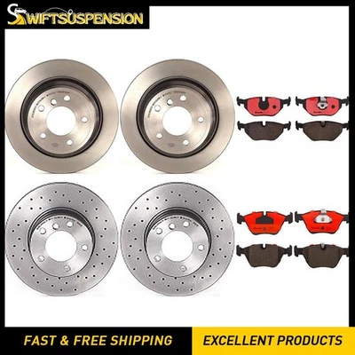 Brembo Front Rear Disc Brake Pad Set Disc Brake Rotor fits BMW 525i 2001-2003 - Image 1 of 4