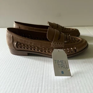 Time and Tru Women's Woven Brown Loafers Size 8 Slip On New - Picture 1 of 9