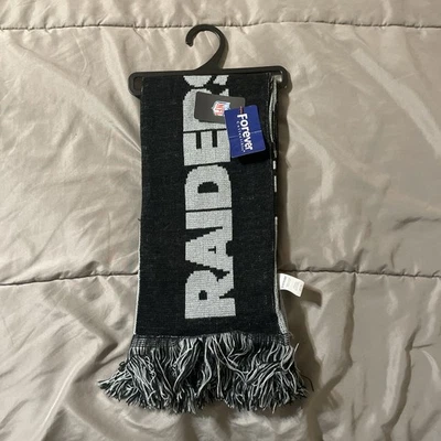 Новый с Ярлыками Las Vegas Raiders NFL двусторонний вязаный шарф - Изображение 1 из 3