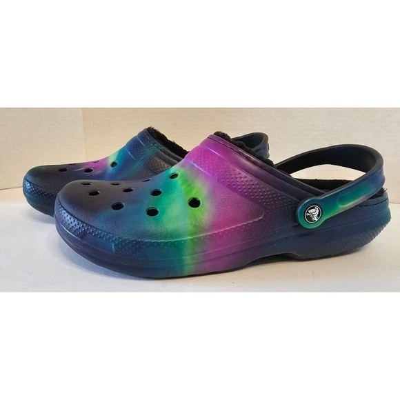 Zuecos Crocs Clásicos Forrados Fuera de Este Mundo Tie Dye Fuzz Forrados Zapatos M12 W14 Foto 1 de 4