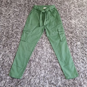 Boden Khaki Cotton Cargo Trousers Sz 15Y Green Tie belt - Picture 1 of 7