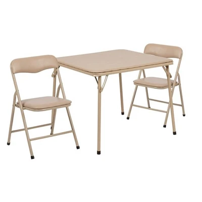 Lancaster Home Kids Multipurpose 3 Piece Folding Table and Chair Set - Tan - Image 1 of 4