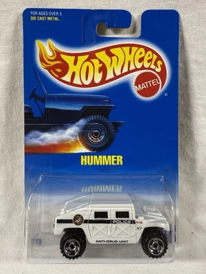 Hot Wheels HUMMER 1991 New Model Blue Card #188 WHITE POLICE CAR NOSC - Image 1 of 4