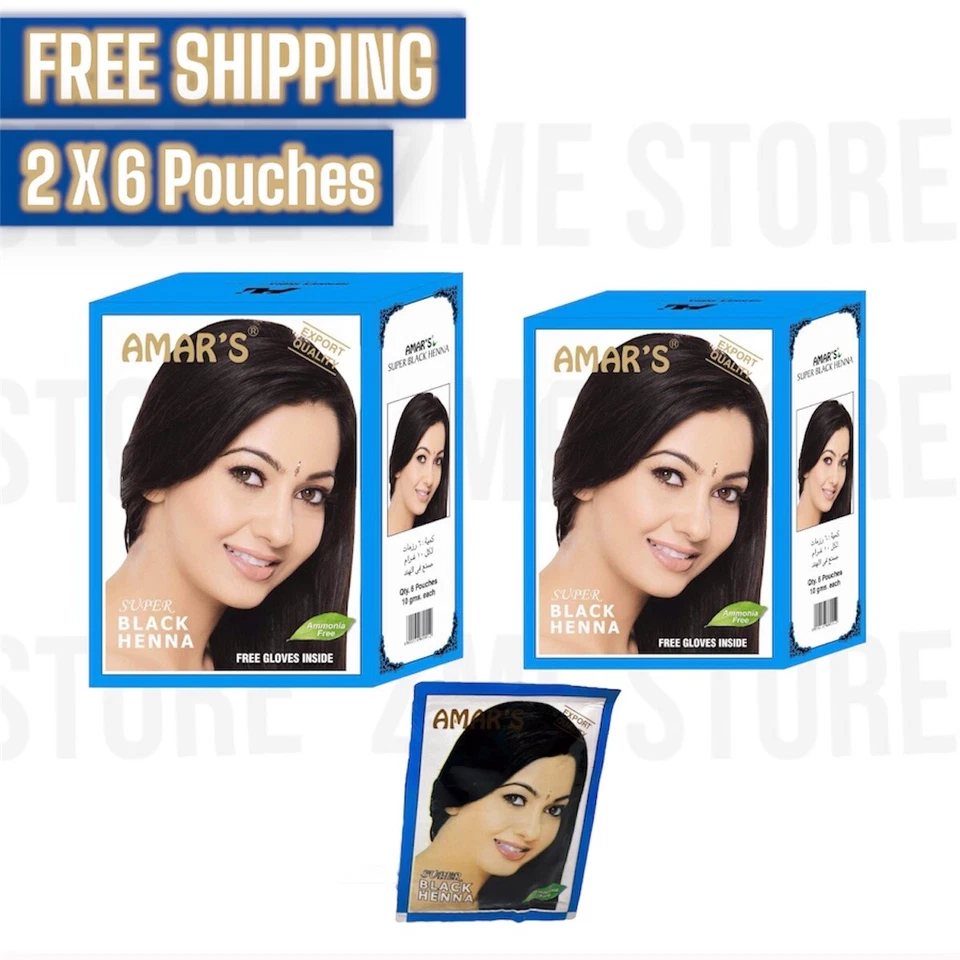 2XAmar's Henna Negra 6 Bolsas X10 Gramos Color de Cabello Herbal Hena Polvo Natural حنة Foto 1 de 1