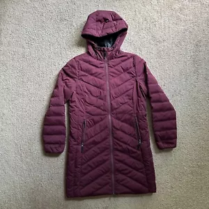 Eastern Mountain Sports Jacket Womens Medium Down Fill Puffer Maroon Red Downtek - Picture 1 of 14