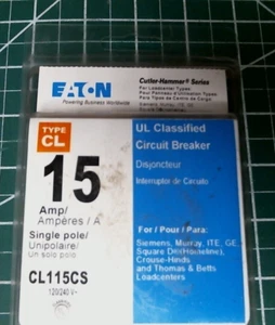 Eaton  Circuit Breaker UL Classified 15A, 120/240V.  CL115CS - Picture 1 of 3