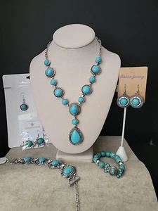 JOYERÍA DE MODA Seis Piezas Tono Plata Y Color Turquesa Nuevos Pendientes de Elefante - Imagen 1 de 15