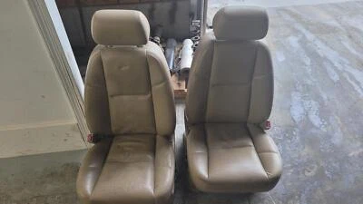 2011 GMC Sierra 2500-3500 Pair of Tan Leather Front Bucket Seats **SEE NOTES** - Image 1 of 4