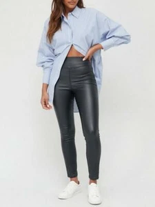V by Very Coated Jegging Black Coated Women's Trousers Jean-legging Hybrid. UK 8 - Picture 1 of 3