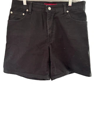 Bermudas de jean Wrangle Misses negras calce clásico elásticas talla 12 para mujer Foto 1 de 4