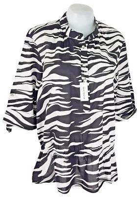 MICHAEL KORS Womans Black & White S/S TUNIC SHIRTDRESS Shirt - L - RRP £145 - Imagem 1 de 4