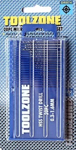 20pc Precision Miniature Mini Micro Drill Bits HSS 0.3mm - 1.6mm Craft - Picture 1 of 2
