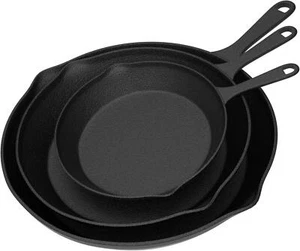 3pcs 6"/8"/10" Kitchen Frying Pan Pre Seasoned Cast Iron Skillet Frying Pan Set - Picture 1 of 6