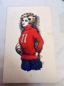 Antique 1910 Postcard Varsity Girl In Sweater Sports #522 - Picture 1 of 2