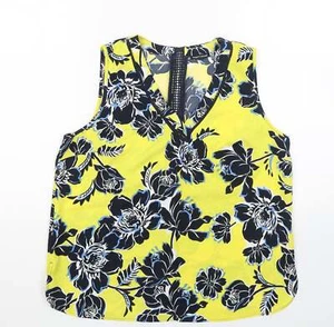 Warehouse Womens Yellow Floral Polyester Blend Blouse Size 16 - Picture 1 of 12