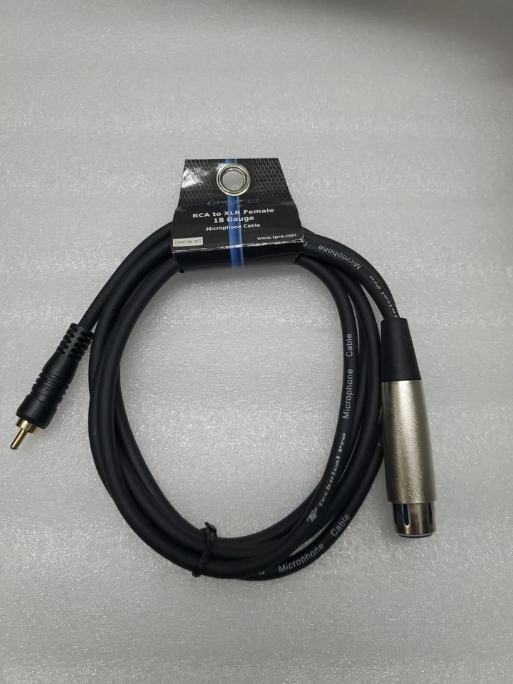 6 FT Technical Pro Microphone Cable XLR Female to RCA Male Plug Audio 18 GUAGE.  - Image 1 of 4