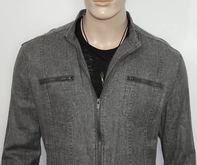 NEW John Varvatos Trucker Jacket in Grey Size Large 55% Linen 45% Viscose - Image 1 of 4