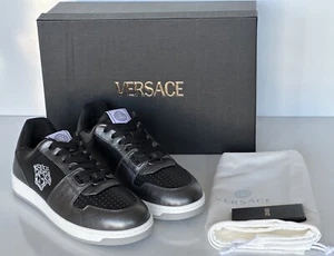 Versace Medusa Men’s Black/Silver Leather Sneakers 11 US (44) 1013377 IT NIB - Picture 1 of 15