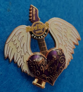 ORLANDO HOTEL PURPLE HEART OPENING WINGED GUITAR 2015 Hard Rock Cafe PIN LE - Picture 1 of 2
