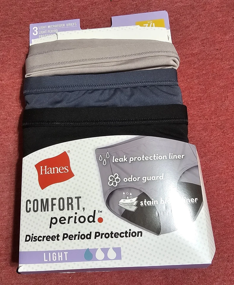 Hanes Womens Fresh & Dry Light Tagless Underwear 3 Pack Briefs LL40AS Size 8