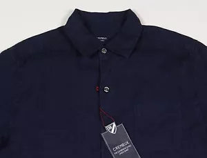 Camisa Para Hombre DANIEL CREMIEUX Azul Marino Lino Manga Corta S/S Mediana M NUEVA CON ETIQUETAS NUEVA - Imagen 1 de 5