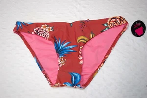 Jr Womens Swimsuit RUST CHEEKY BIKINI BOTTOMS Flowers BLUE TEAL GOLD Size S 3-5 - Picture 1 of 2