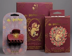 Harry Potter Kitsch Gryffindor House Satin Pillow Case, Hair Clip And Hair Wrap - Picture 1 of 6
