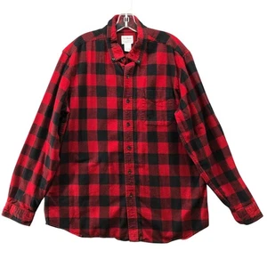 L.L. Bean Buffalo kariertes Flanellhemd Herren L rot schwarz Baumwolle schwer - Bild 1 von 7