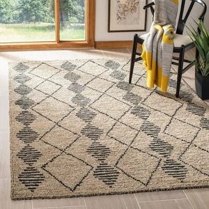 Bohemian Collection 6' Square Beige / Black BOH703Z Handmade Moroccan Tribal ... - Picture 1 of 4