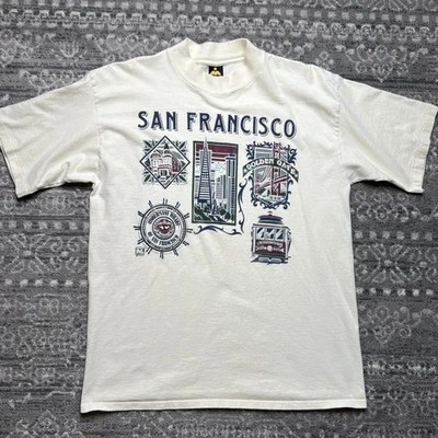 Camiseta De Colección Años 80 Puntada Única Cuello Simulado Peso Pesado San Francisco XL Marfil Foto 1 de 4