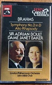 1981 HMV CASSETTE TAPE BRAHMS SYMPHONY No2 SIR ADRIAN BOULT DAME JANET BAKER LPO - Picture 1 of 1