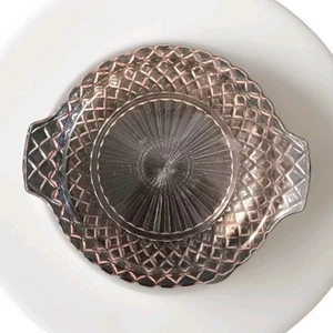Antique Pink Depression Glass Anchor Hocking Waterford Waffle Handled Platter - Picture 1 of 7