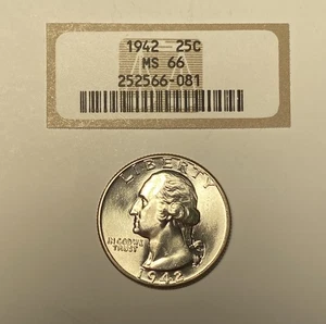 1942 Washington Quarter Gem Uncirculated EX NGC MS66 - Picture 1 of 3