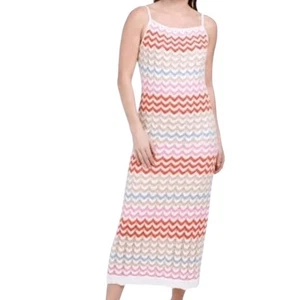 Rachel Zoe Knit Crochet Chevron Sleeveless Maxi Dress Summer Beach Size L Women - Picture 1 of 11