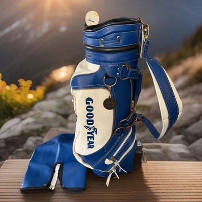 Bolsa de golf vintage Belding Sports Goodyear azul blanco roto hecha en EE. UU. vinilo cuero Foto 1 de 4