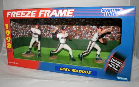 1998 Starting Lineup SLU GREG MADDUX HOF Braves FREEZE FRAME 3 Action Figure Set Cover