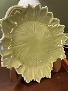 Vintage MCM Steubenville Woodfield Green Leaf Dessert Plates Lot of 2 - Picture 1 of 7