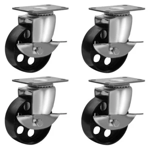 4 Pack Steel Swivel Plate Caster Wheels High-Gauge Steel - Picture 1 of 16