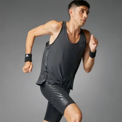 adidas Adizero Pro Running Vest Mens Breathable Aeroready Tank Black - Image 1 of 4