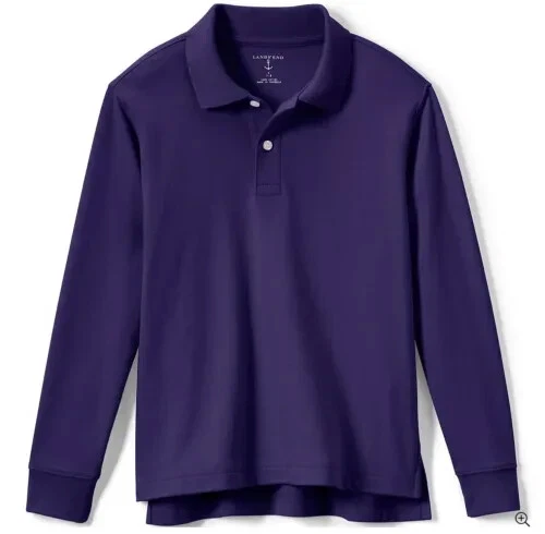 Lands' End Girls' Long Slv Interlock Polo XL US(16) 13-14yrs 158-164cm purple #7 - Image 1 of 1
