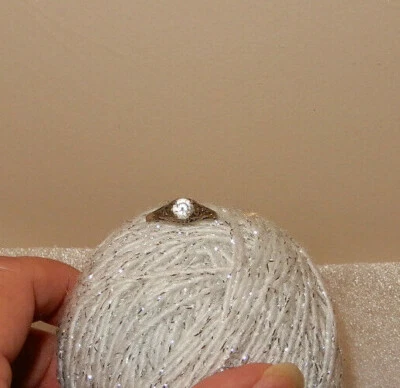 Round CZ Set in Silver Filigree Ring  Size 5 1/2 - Image 1 of 4