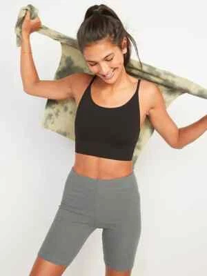 Old Navy Seamless Rib Knit Bralette Top-Black-Size M-NWT - Image 1 of 2