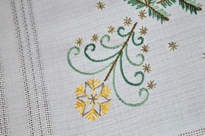 WEIHNACHTSBÄUME AUS SCHNÖRKELARBEITEN & KERZEN MIT EINEM TWIST! VINTAGE DEUTSCHE TISCHDECKE - Bild 1 von 12