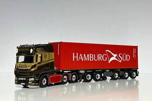 Scania S highline skeletal trailer+40ft container "Gustavsson" WSI truck model - Picture 1 of 10