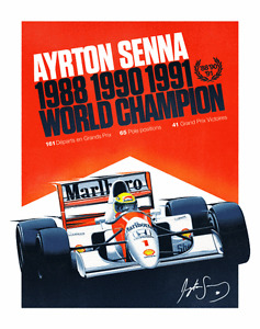 Ayrton Senna - POSTER Formula One World Champion 1988 1990 & 1991 McLaren