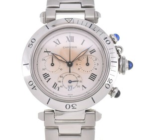 CARTIER Pasha 38 1050 Chronograph Silver Dial Quartz Men's Watch D#109013