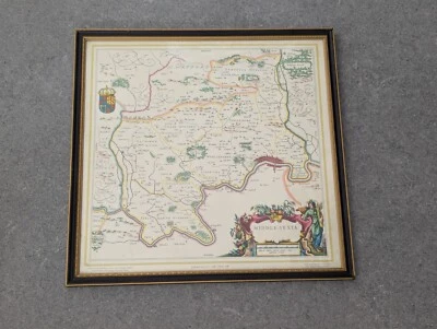 Vintage Framed 1648 Map of Middle-Sexia by Johan Blaeu John Bartholomew Print  - Image 1 of 4