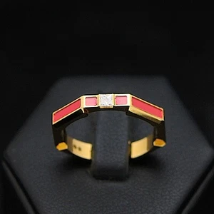 ANELLO GUCCI LINK TO LOVE IN ORO GIALLO CON DIAMANTE 0.08 CT CERTIFICATO - Foto 1 di 8